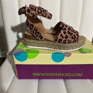 Cheetah Print Girls Wedge Sandal